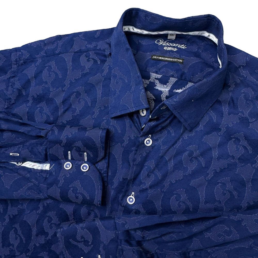 Visconte Shirt Men's‎ Size XXL Blue Long Sleeve Button Front Mercerized Cotton